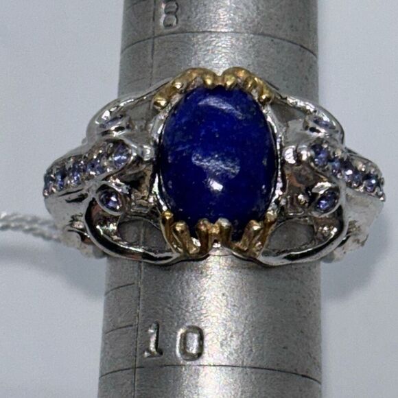 New Swarovski Lapis Lazuli ring Sz 9 Karis platinum bond silver crystals - Picture 10 of 13